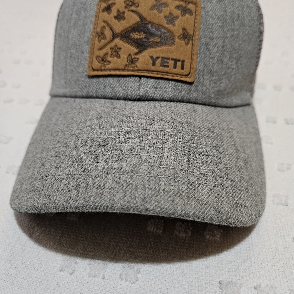 YETI Heather Gray Hat with Brown Patch
